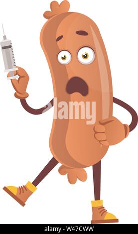 La saucisse, injection, illustration vecteur sur fond blanc. Illustration de Vecteur