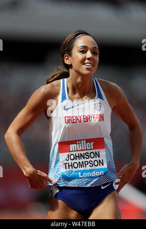 Stade de Londres, Londres, Royaume-Uni. 20 juillet, 2019. Athlétisme IAAF Muller jeux anniversaire ; une Johnson-Thompson Katarina déçu de Grande-bretagne se termine en 9e et dernière place dans la women's 200m : Action Crédit Plus Sport/Alamy Live News Banque D'Images