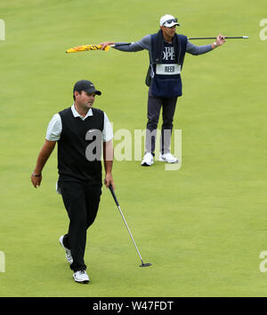 USA's Patrick Reed le 18 au cours de la troisième journée de l'Open Championship 2019 au Club de golf Royal Portrush. Banque D'Images