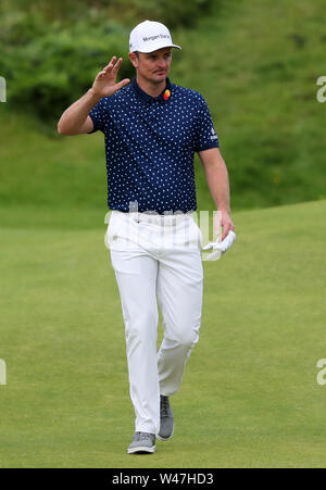 England's Justin Rose sur la 17e journée pendant trois de l'Open Championship 2019 au Club de golf Royal Portrush. Banque D'Images