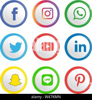 Social media icons set Vector Logo Illustrator, sociaux, des médias, de l'icône, snapchat, facebook, instagram, twitter, whatsapp, set, réseau, partager,terminal link Illustration de Vecteur