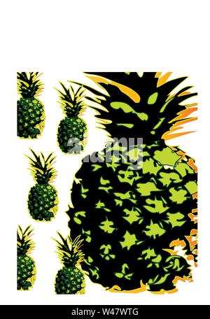 Résumé L'ananas vert avec fond style rétro Banque D'Images