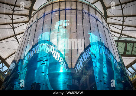 Le Radisson dispose d''un 25 mètres de haut dans un aquarium hall atrium, cet élégant hôtel le long de la rivière Spree se trouve à 10 minutes de marche de Musée de Pergame. Banque D'Images