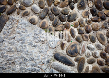 Vue rapprochée de cobble chaussée de pierre Banque D'Images