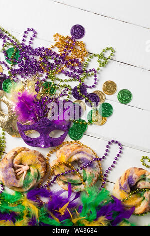 Mardi Gras et la décoration des gâteaux Roi Banque D'Images