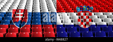 La Slovaquie, slovaque, croate, Croatie sièges du stade concept. Qualifications d'Europe de football de 2010. Banque D'Images