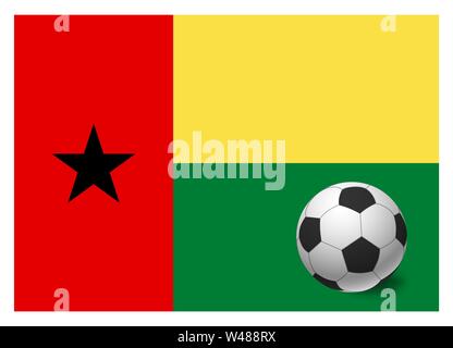 La Guinée-Bissau d'un drapeau et d'un ballon de football. Fond nationale de football. Ballon de soccer avec le drapeau de la Guinée-Bissau illustration Banque D'Images