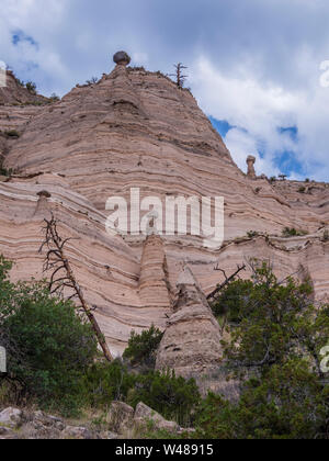 Sur une colline, Hoodoos Kasha-Katuwe Tent Rocks National Monument. Le Nouveau Mexique. Banque D'Images