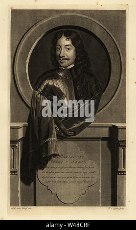 James Hamilton, 1er duc de Hamilton, comte d'Arran, noble écossais et soldat. Comte d'Aran. En fonction de l'armure de plaque et la dentelle du col. La gravure sur cuivre par Pieter Stevens van Gunst après Adriaen van der Werff de Isaac de Larrey's Histoire d'Angleterre, d'Ecosse et d'Irlande, Amsterdam, 1730. Banque D'Images