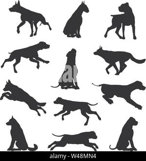 Chien Animal Silhouettes Set Illustration de Vecteur