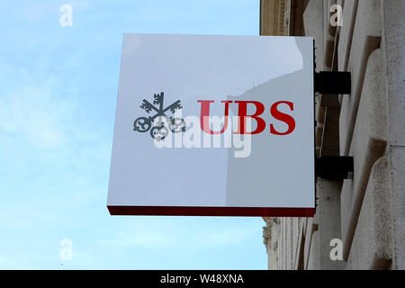 Banque UBS signe, Genève, Suisse Banque D'Images