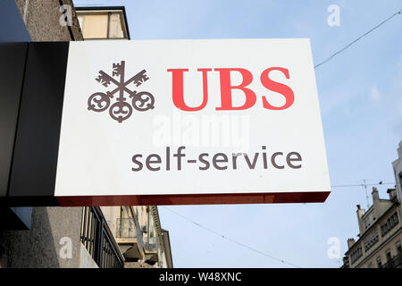 Banque UBS signe, Genève, Suisse Banque D'Images