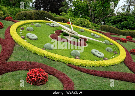 Une vue de l'horloge de fleurs à Genève, Suisse Banque D'Images