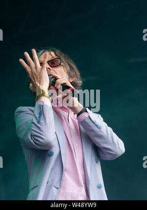 Jarvis Cocker fonctionne à Bluedot samedi soir.(20 Juillet 2019) qui aura lieu du 18 au 21 juillet à l'Observatoire Jodrell Bank, Cheshire UK. Banque D'Images