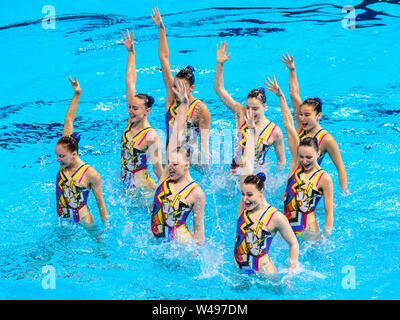 14 juillet 2019 Gwangju, Corée du Sud 18e Championnats du monde de la FINA FRUZYNSKI Jane HO Alessandra, KINASH Kirsten PRESSER Rachel, ROGERS Emily STACKPOLE Rose, THOMPSON AmiZENe KE KE Kazia AUS AUSTRALIE Gwangju Corée du Sud 14/07/2019 équipe de natation artistique préliminaires techniques 18e Championnats du monde de la FINA Yeomju Gymnasium Banque D'Images