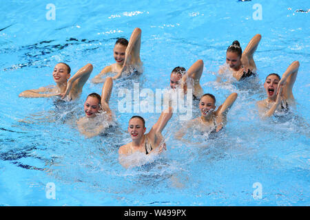 Gwangju, Corée du Sud. 19 juillet, 2019. Ukraine (UKR) Groupe de l'équipe de natation artistique : 18e Championnats du monde FINA 2019 Finale de l'équipe de Gwangju en Yeomju Gymnasium à Gwangju, Corée du Sud . Credit : YUTAKA/AFLO SPORT/Alamy Live News Banque D'Images