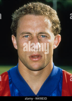 Jean Pierre Papin joueur de football français en équipe nationale française à Stockholm en 1992 Championnat d'Europe Banque D'Images