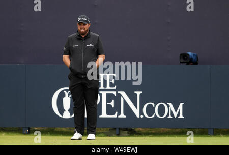 La République d'Irlande Shane Lowry sur la 1ère lors de la quatrième journée du championnat ouvert en 2019 au Club de golf Royal Portrush. Banque D'Images