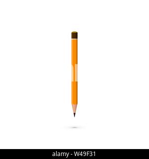 Crayon réaliste avec ombre jaune. Vector illustration isolé sur fond blanc Illustration de Vecteur