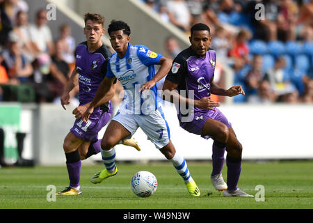 Courtney de Colchester United Senior cherche à obtenir après Cristian Montano de Port Vale - Colchester United v Port Vale, Sky Bet League Deux, JobServe stade communautaire, Colchester - 11 août 2018 Banque D'Images