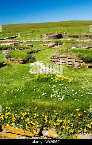 La Brough de Birsay un ancien Picte et plus tard la colonisation scandinave sur une île au large de la partie continentale de marée Orcades, Ecosse, Royaume-Uni. Banque D'Images