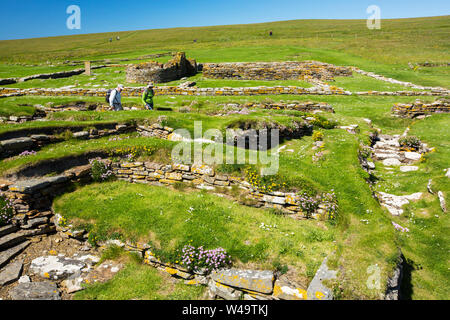 La Brough de Birsay un ancien Picte et plus tard la colonisation scandinave sur une île au large de la partie continentale de marée Orcades, Ecosse, Royaume-Uni. Banque D'Images