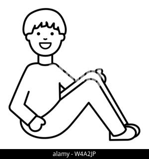 Heureux jeune homme assis character design illustration vectorielle Illustration de Vecteur