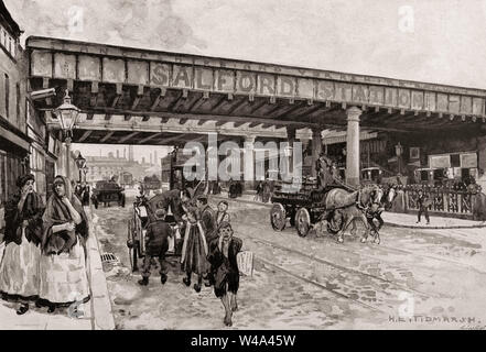 La gare centrale de Salford, Salford, Greater Manchester, Angleterre, RU, 19e siècle Banque D'Images