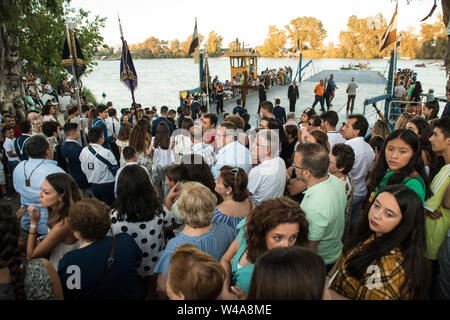 Procession de la Virgen del Carmen, Coria del Rio, Andalousie, Juillet 2019 Banque D'Images