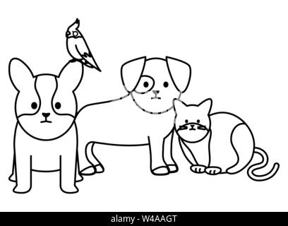 Groupe de mignons personnages adorables mascottes vector illustration design Illustration de Vecteur