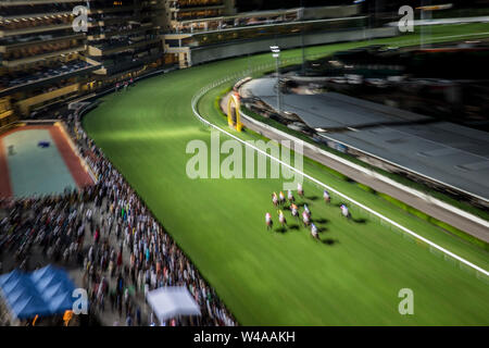 Course de chevaux à l'hippodrome de Happy Valley. Hong Kong Banque D'Images