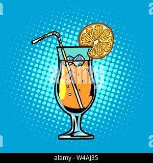 Cocktail avec limonade avec de la paille et de la glace Illustration de Vecteur