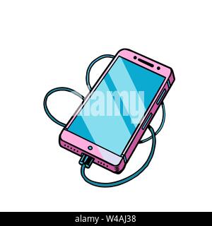 Gadget téléphone mobile smartphone rose Illustration de Vecteur