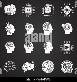 Les icônes d'Ia Intelligence artificielle situé sur arrière-plan de conception graphique et web. Simple illustration. Concept Internet symbole de bouton site web Illustration de Vecteur