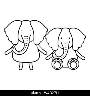 Quelques éléphants mignon vecteur illustration design personnages enfantins Illustration de Vecteur