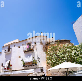 Centre-ville d'Eivissa Ibiza Dalt Vila façades en Îles Baléares Banque D'Images