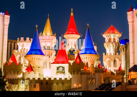 Las Vegas Excalibur Twilight Banque D'Images