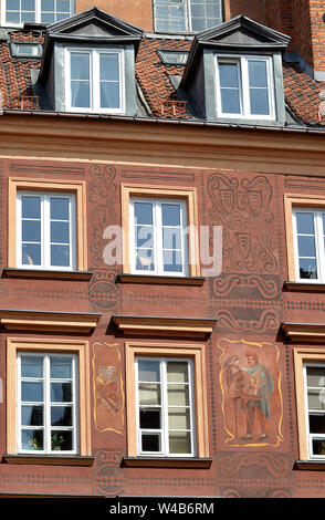 Tenement richement décorées maisons du début du 18e siècle dans la Vieille Ville (Stare Miasto) de Varsovie Banque D'Images