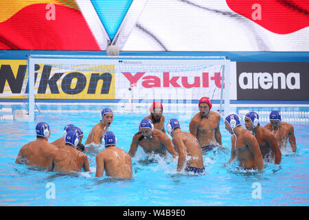 Gwangju, Corée du Sud. 21 juillet, 2019. Groupe de l'équipe du Japon (JPN) Water-polo : 18e Championnats du monde FINA 2019 Gwangju Men's Tour préliminaire II entre l'Espagne 15-7 Japon à l'Université de Nambu Motifs dans Gwangju, Corée du Sud . Credit : YUTAKA/AFLO SPORT/Alamy Live News Banque D'Images