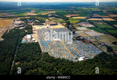 Festival 2019 ParookaVille Luftbild à l'aéroport de Weeze, fête de la musique dans le domaine de la musique de danse électronique à Weeze sur le Rhin inférieur, Rhénanie-N-W Banque D'Images