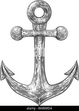 L'ancre de bateau ou navire Dessin Tatouage Illustration de Vecteur