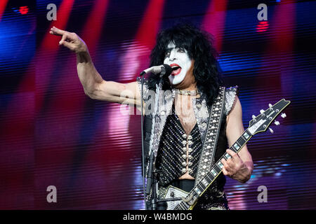 Trondheim, Norvège - Juin 28th, 2019. Le groupe de rock américain Kiss performe un concert lors de la fête de la musique norvégienne Trondheim Rocks 2019. Ici le guitariste Paul Stanley est vu sur scène. (Photo crédit : Gonzales Photo - Tor Atle Kleven). Banque D'Images