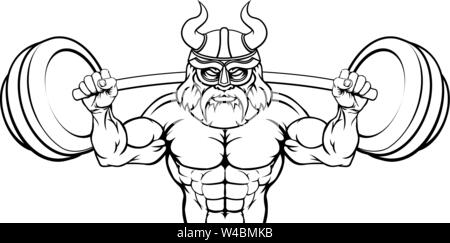 Le levage de poids Musculation Viking Mascot Illustration de Vecteur