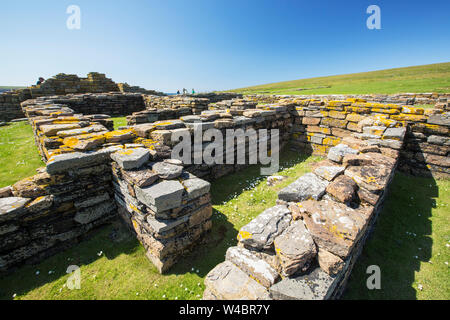 La Brough de Birsay un ancien Picte et plus tard la colonisation scandinave sur une île au large de la partie continentale de marée Orcades, Ecosse, Royaume-Uni. Banque D'Images