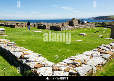 La Brough de Birsay un ancien Picte et plus tard la colonisation scandinave sur une île au large de la partie continentale de marée Orcades, Ecosse, Royaume-Uni. Banque D'Images