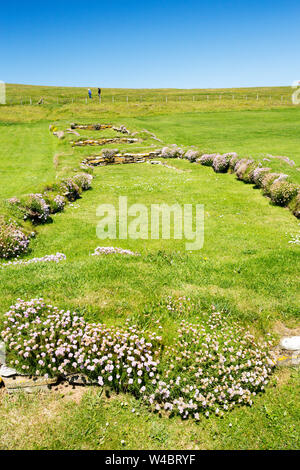 La Brough de Birsay un ancien Picte et plus tard la colonisation scandinave sur une île au large de la partie continentale de marée Orcades, Ecosse, Royaume-Uni. Banque D'Images