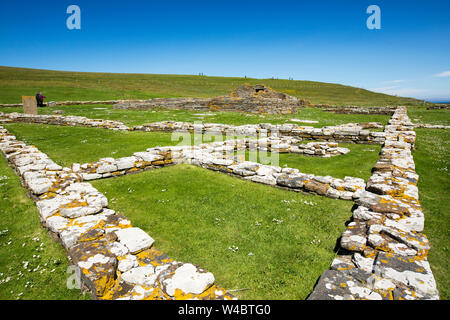 La Brough de Birsay un ancien Picte et plus tard la colonisation scandinave sur une île au large de la partie continentale de marée Orcades, Ecosse, Royaume-Uni. Banque D'Images