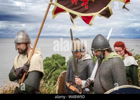 Heysham, Lancashire. 21 juillet 2019. Festival Viking avec un campement de l'histoire vivante, défilé, de reconstitution, d'armes, d'affichage et les costumes. Banque D'Images