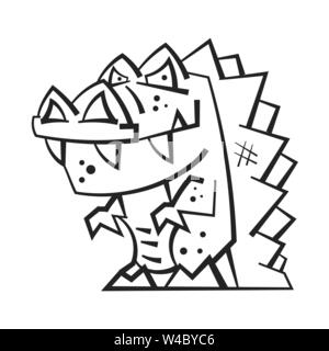 Coloriage pour les enfants et adultes Illustration Crocodile mignon Illustration de Vecteur