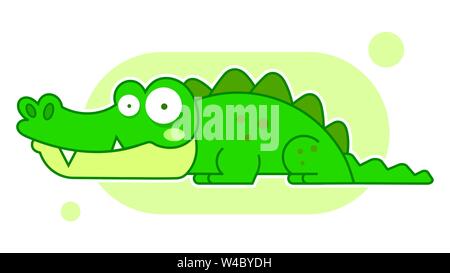 Crocodile dessin animé isolé sur fond blanc Funny Cartoon Character Illustration de Vecteur